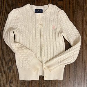 Ralph Lauren girls size 5 off white cable cardigan